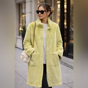 Women's Lime Green Faux Fur Coat